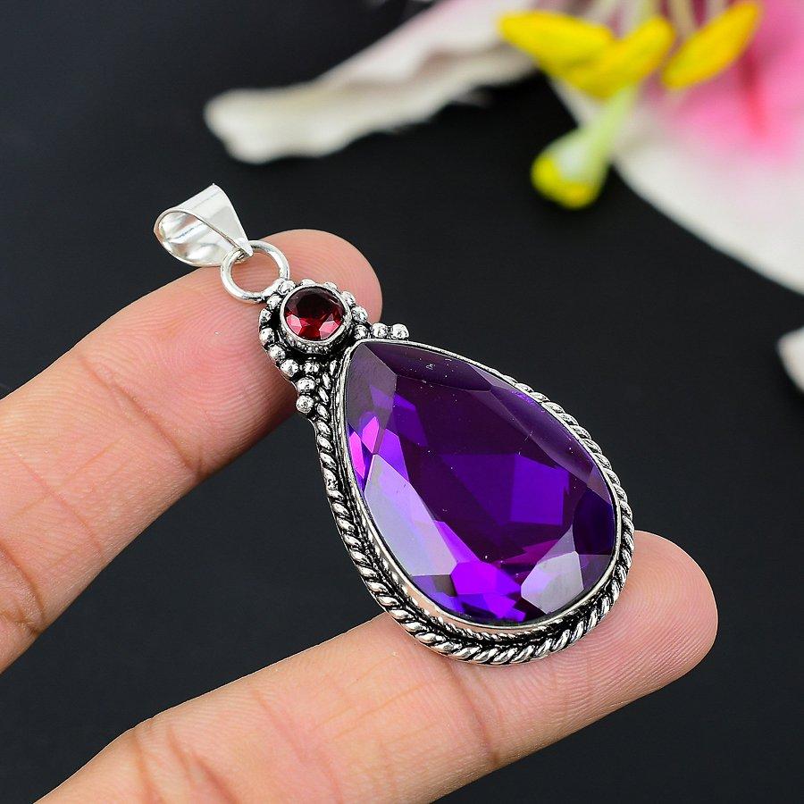 

Pink Amethyst Gemstone Handmade 925 Sterling Silver Jewelry Pendant 1.46 KG-164