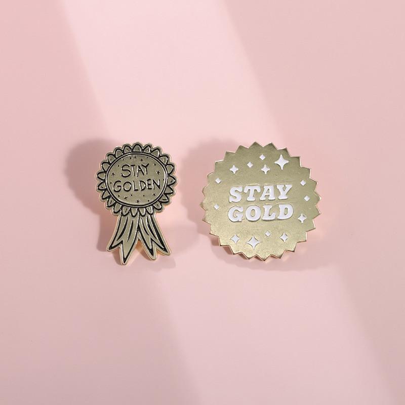 Creative Simple Geometric Round Metal Badge Personalized Retro Cartoon Brooch Accessory