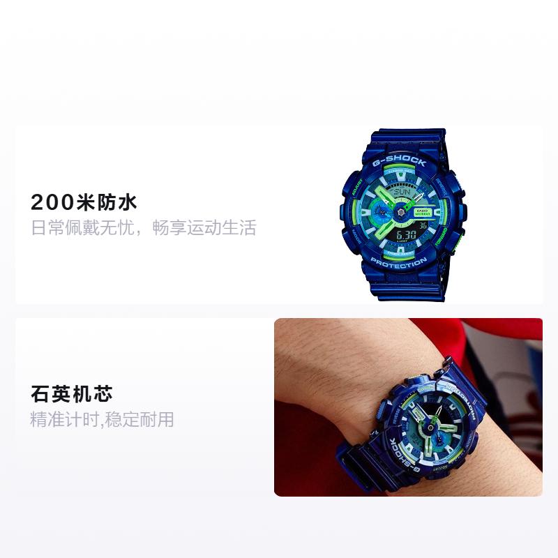 Casio G-SHOCK Series Contrast Color Trend Fashion Dual Display Anti-magnetic Shockproof Waterproof Sports Quartz Movement Resin Strap GA-110MC-2A