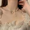 Four Pearl Pendant Necklace Women'S Light Luxury Niche Collarbone Chain Design Sense Simple Accessories