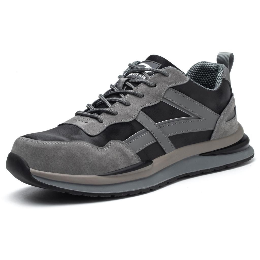 JB669 Großhandel Top Qualität Sicherheitsstiefel Grau Durchtrittsicher Zehenschutzkappe Stahlkappe Sicherheitsschuhe Herren Mesh Sportschuhe