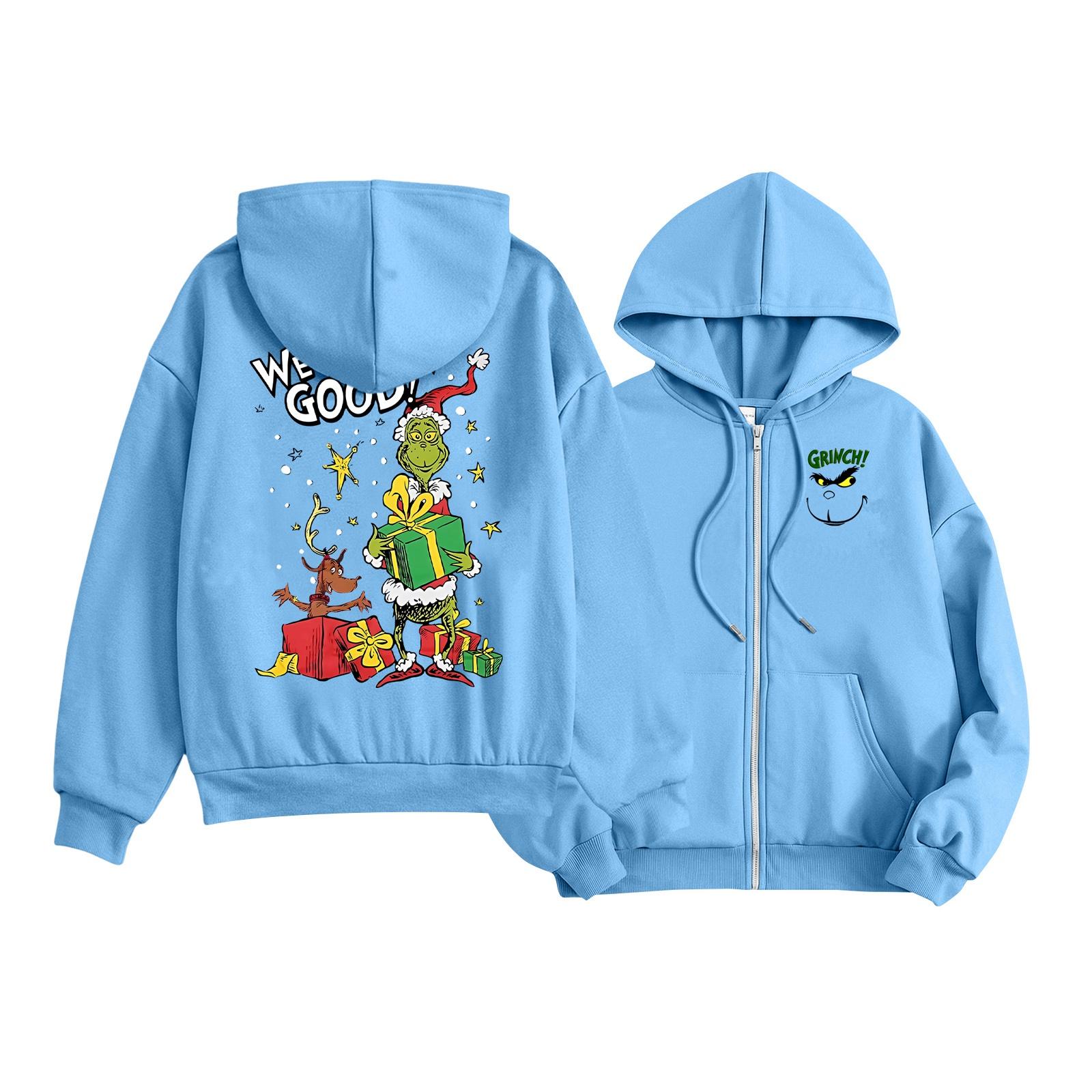 

Kids Fashion Lightweight Long Sleeve Zipper Hoodie Christmas Printed Hoodie With Pockets 150