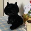 Cartoon Black Cat Plush Toy Simulation Plushie Cat Doll Lifelike Soft Stuffed Animals Doll Kawai Birthday Gift