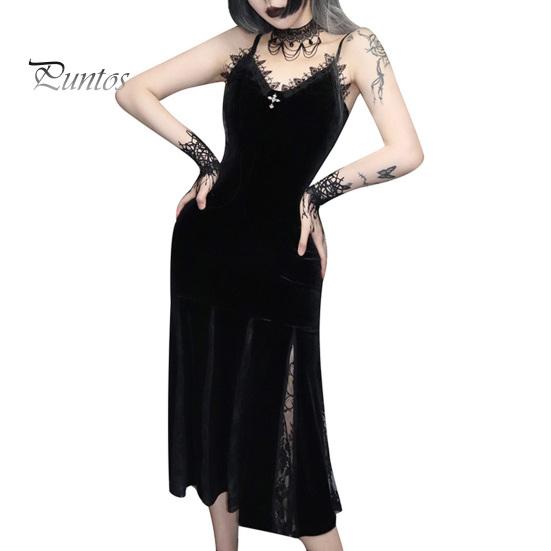 

Женское платье для косплея на Хэллоуин с V-образным вырезом и кружевом с V-образным вырезом на тонких бретельках «рыбий хвост» Темный стиль Готический Средневековый Винтаж без рукавов Представление Сценическое шоу M чёрный