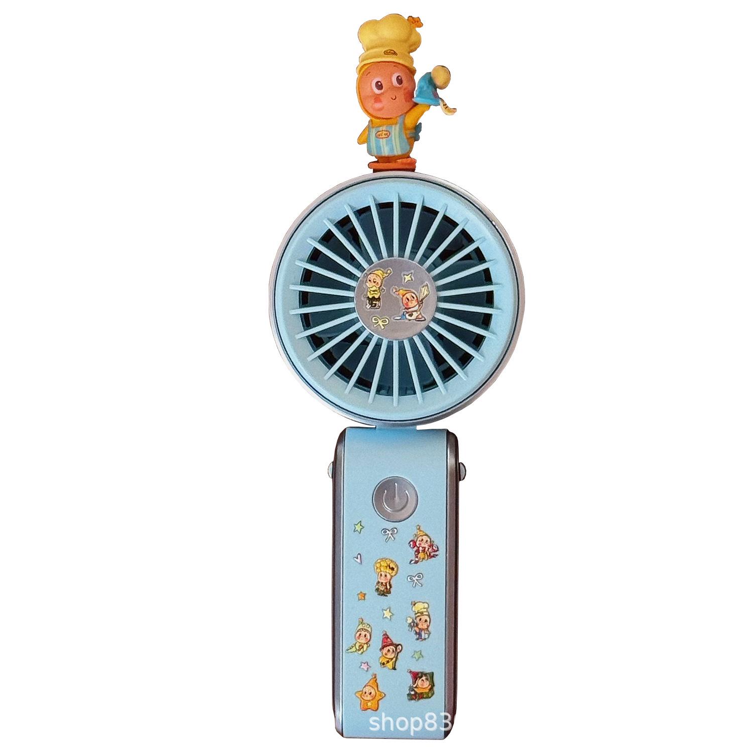 Foldable Mini Cartoon USB Fan: Portable, Cute, Handheld for Students Pink Foldable Fan + Star Person Sticker