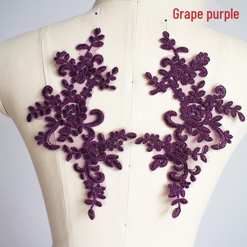 Toppe Ricamate ad Applicazione in Pizzo Fatte a Mano per Abito da Sposa e Accessori per Capelli della Sposa - Bianco, Rosso, Nero