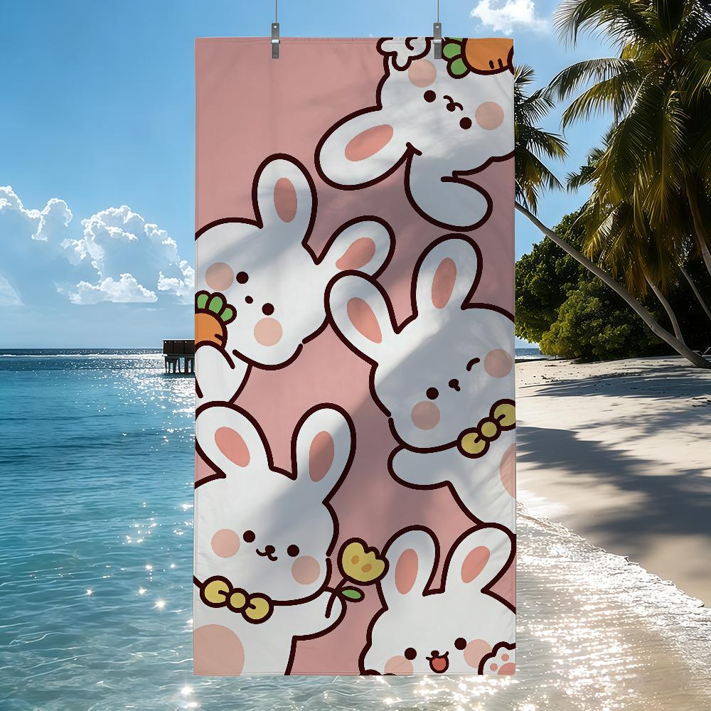 Cute Rabbit Cartoon Kawaii Towel Quick Drying Beach Towels Are Suitable For Swimming Pools Camping Yoga And The Gym
