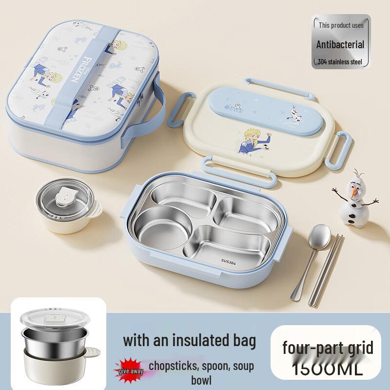 Frozen Theme 304 Stainless Steel Divided Insulated Lunch Box