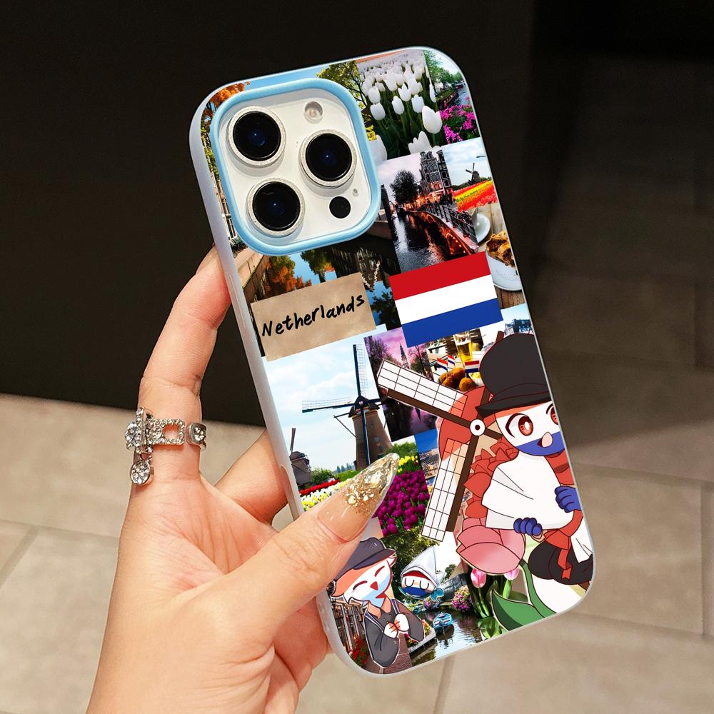 Nederlandse Vlag Jelly Dubbele Laag Lichtblauw Mobiele Telefoonhoesje voor iPhone 17 16 15 14 13 12 11 Air Pro Max Plus