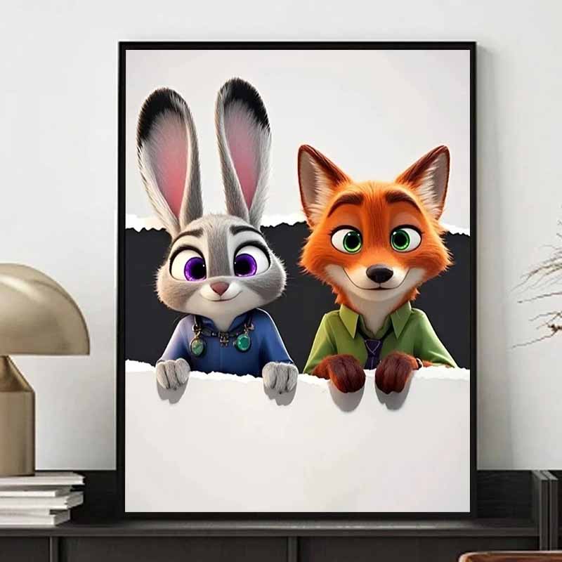 Disney Diamond Painting Zootopia Judy  Nick Interactive 5D DIY Rhinestone Diamond Embroidery Cross Stitch Home and Wedding Decoration