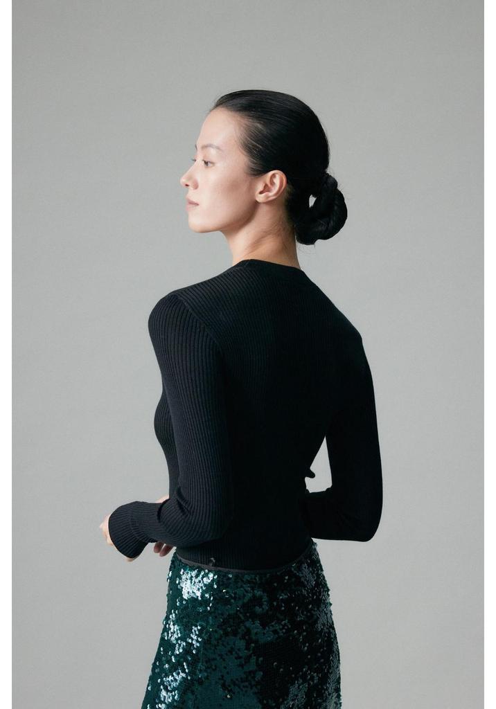 Cindy Slim Ribbed Knit Merino Wool Sweater - Women's Long Sleeve