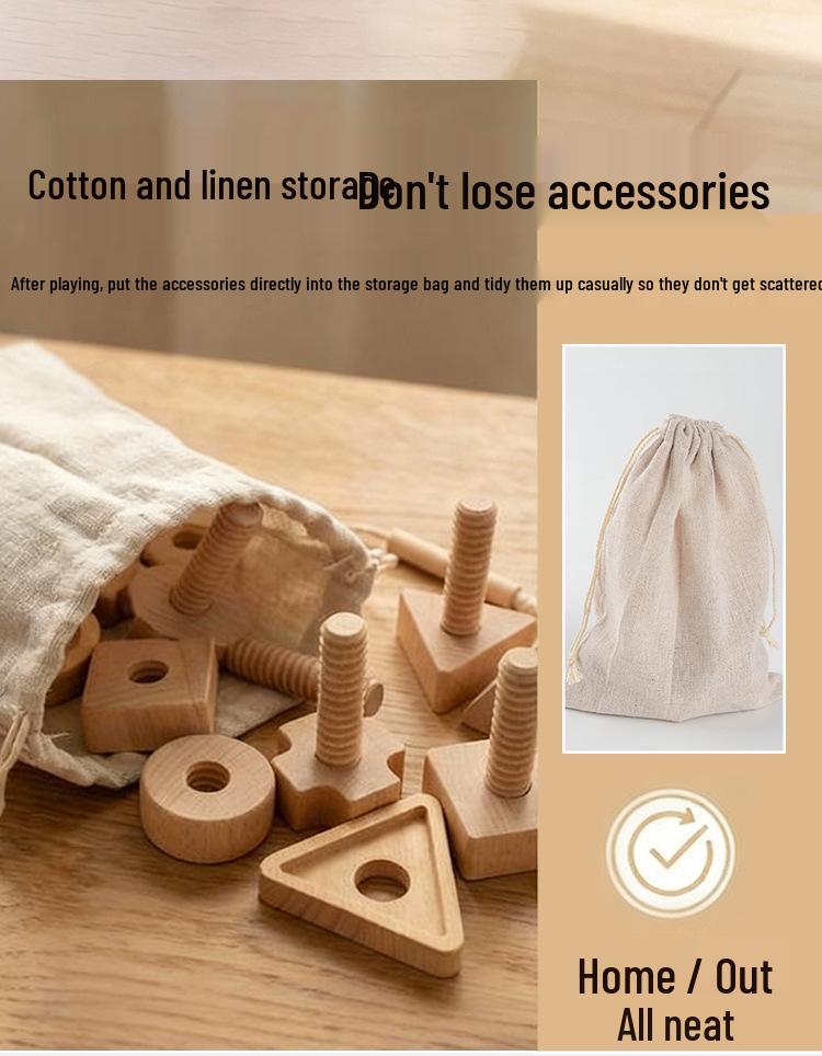 Children's Wooden Nut Shape Stringing Game - Educational Toy for Shape Matching & Fine Motor Skill Development
