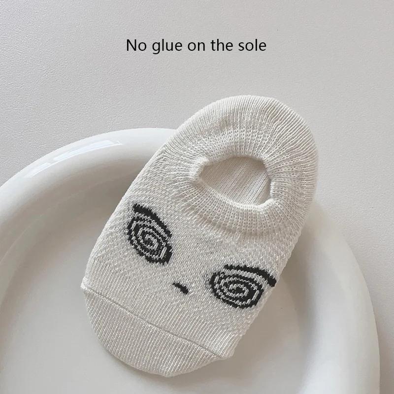 Baby Spring Boat Socks Children White Color Cotton Breathable Short Socks Cartoon Animal Print Anti-slip Floor Socks for Newborn