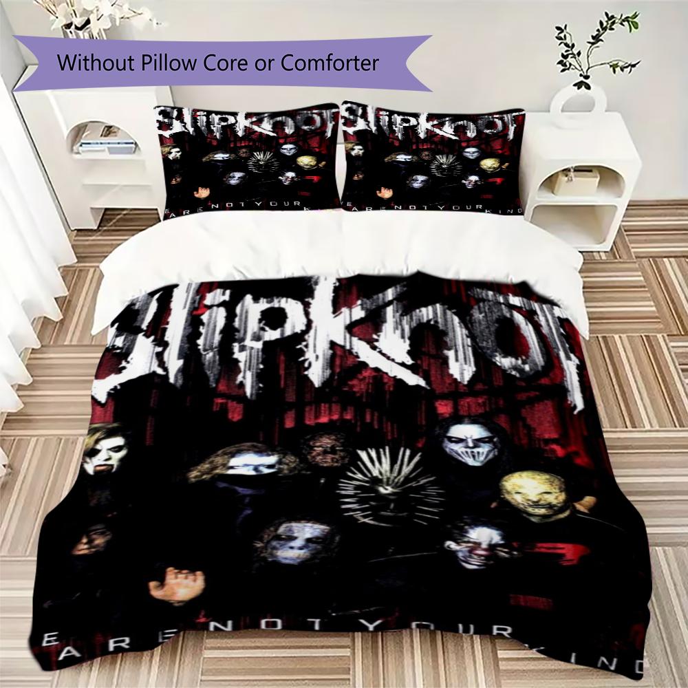 Slipknot Pattern Bedding,Quilt Set Quilt Cover Pillowcase Home Birthday Gift(1 * Duvet Cover + 2 * Pillowcase, Without Core)_lx