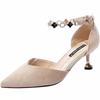 One-word buckle high heels women's spring and summer new pointed thin heels versatile bag head sandals women