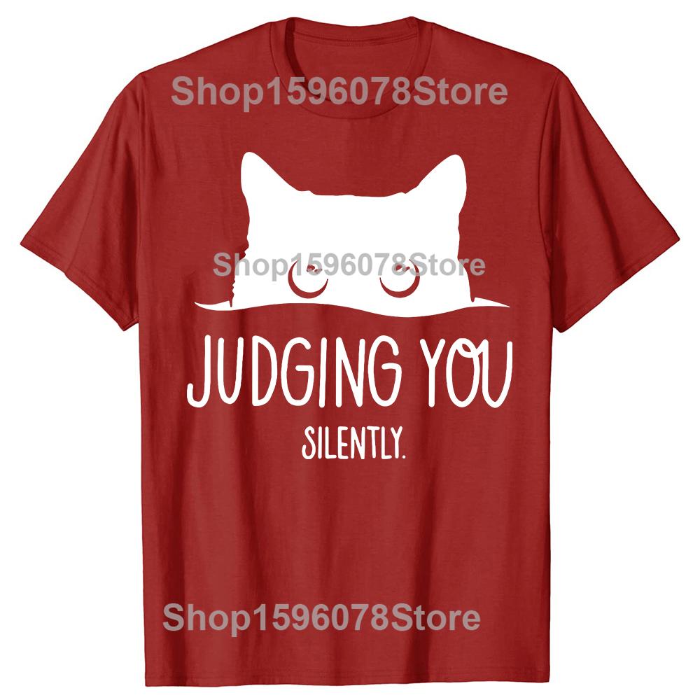 

Funny Cat Judging You Silently 100% Cotton T-shirts Men Women s Fashion Casual Tshirt Loose Oversized Streetwear T Shirt S