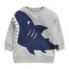 Autumn New Style Boys' Sweatshirt Shark Design Trendy Girls' Top Autumn Base Shirt Toddler Pure Cotton Long-Sleeve Pullover