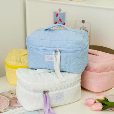Colorful Large Capacity Quilted Floral Travel Makeup Bag
