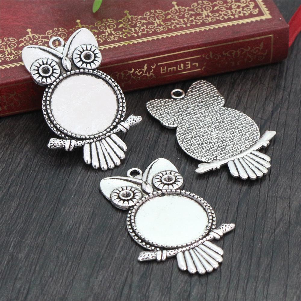 5pcs 20mm Inner Size Antique Silver Plated And Bronze Fashion Classic Style Cabochon Base Setting Charms Pendant