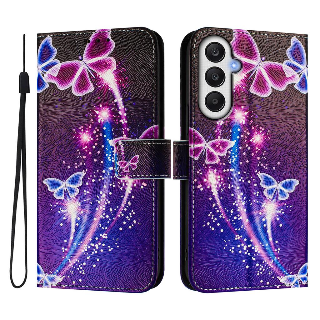 For Samsung Galaxy S24 FE Leather Case Pattern Printing Wallet Phone Cover with Strap