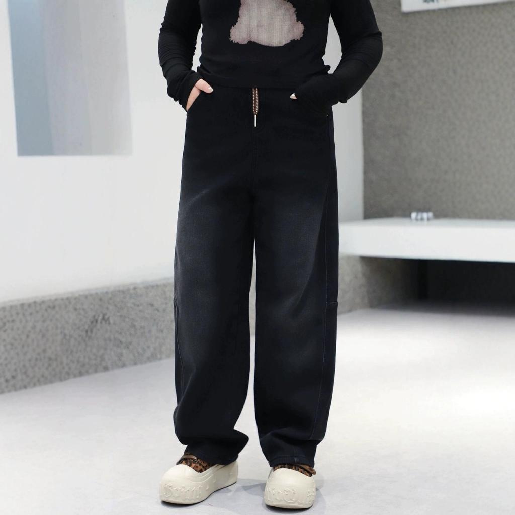 Plus Velvet High Waist Dad Jeans - 2025 Autumn/Winter, Slimming & Versatile, Plus Size