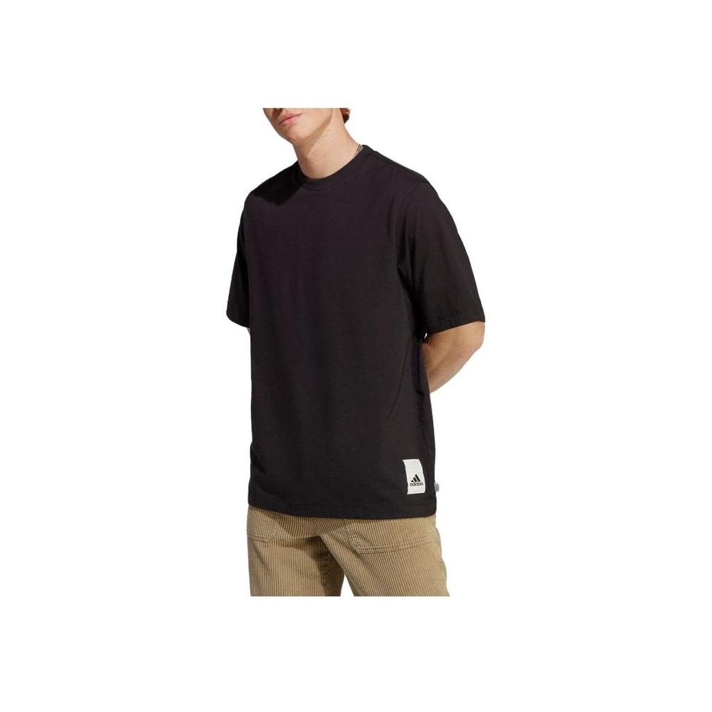 Adidas Solid Color Crew Neck Short Sleeve T-Shirt Men Tops Black IC4104