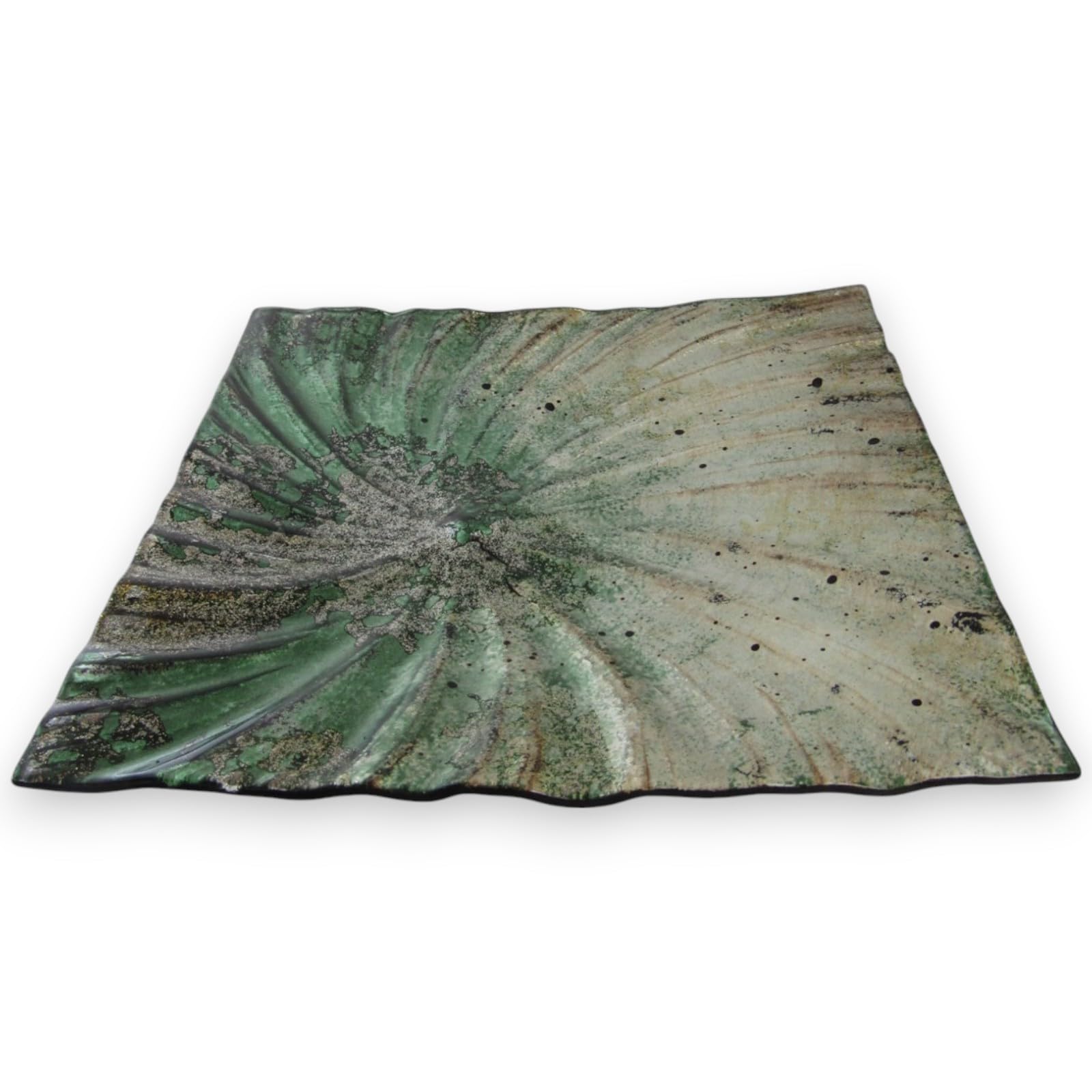 

Large Square Glass Salad Green and by Sairan J-kitchens Plate, 23cm, Gold, зелёный