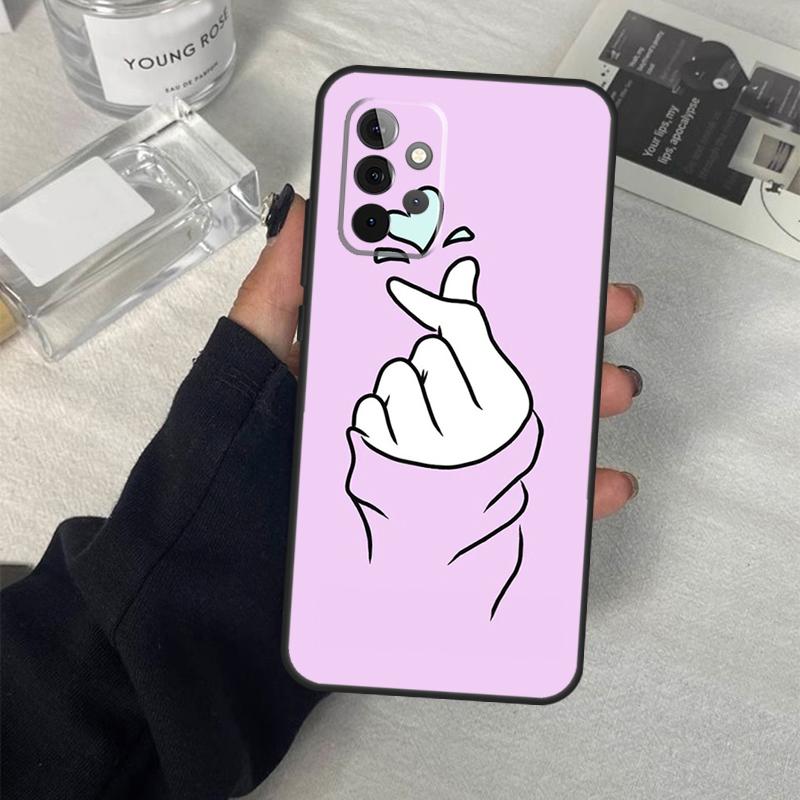 Kpop Hand Finger Heart Case For Samsung Galaxy A55 A35 A15 A52 A32 A12 A16 A26 A36 A56 A53 A33 A13 A14 A34 A54 A17