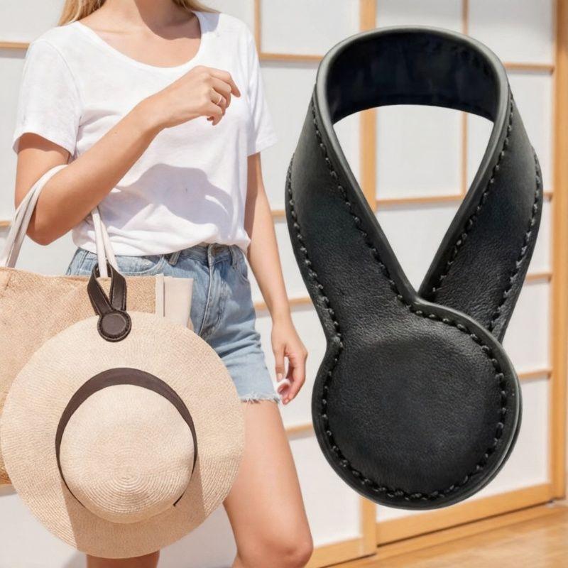 Multi-Purpose Pu Leather Magnetic Hat Clip Strong Magnetic Round Organizer Clip Travel Bag Charms Luggage Accessories