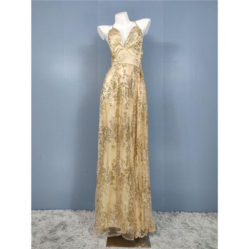 Shimmering Powder Sequins Low-Cut Open Back Elegant Multicolor Sling