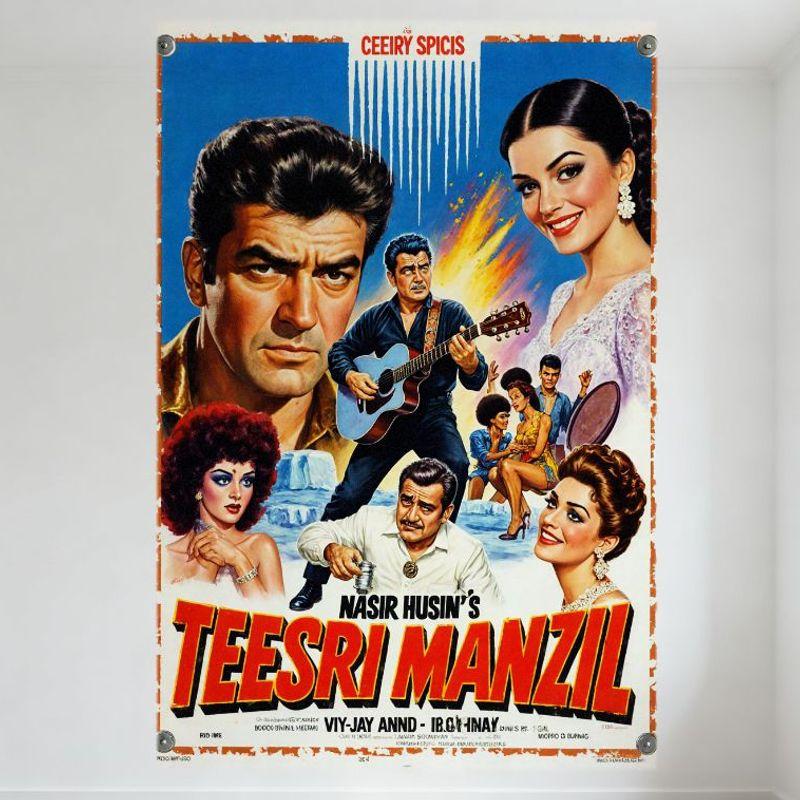 Vintage  Teesri Manzil  Nasir Husain Movie Poster Metal Tin Sign for Home Bar Cafe Club Decor 20x30cm（7.8x11.8inch）