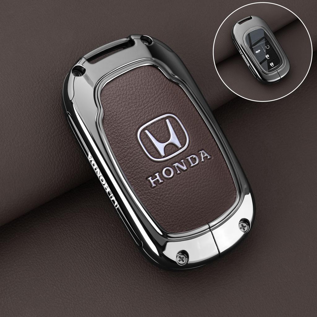Leather Zinc Alloy Car Remote Key Case Cover For Honda Civic 11th Gen Accord Vezel Freed Pilot CRV 2021 2022 Protector Accessory