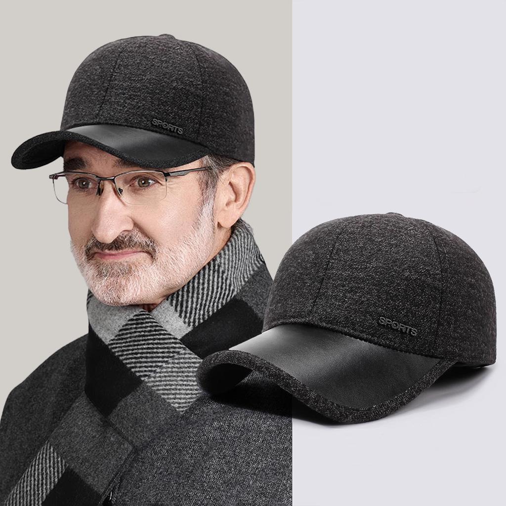 Men'S Winter Ear Protection Baseball Cap Windproof Warm Fleece-Lined Dad Hat with Adjustable Strap Sporty Design for Cold Weath