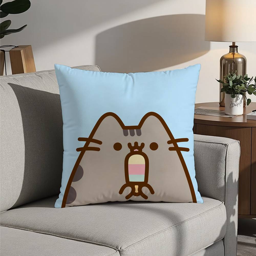 Kawaii P-Pusheen Cute cat Pillow Case Sofa Decorative Home Double-sided Printing Short Plush Cushion Pillow Cover Holiday Gift