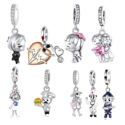 Doctor Nurse Policeman Chef Couple - Themed Beads Copper Plated For Charms Copper Plated Original Bracelet For Jewelry Making