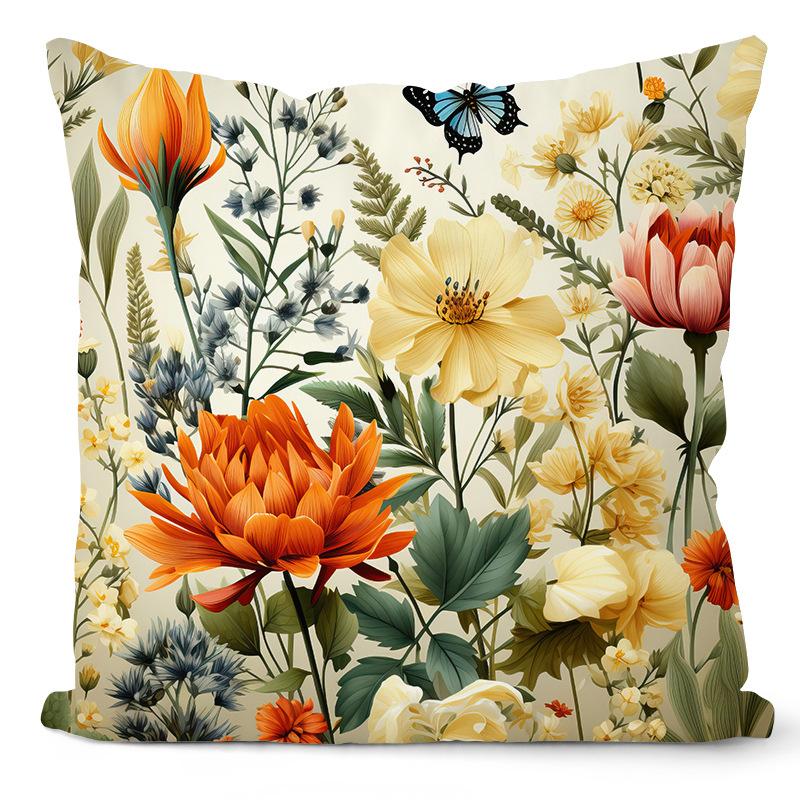 Retro Floral Pillow Case Home Living Room Sofa Cushion Balcony Car Pillow Ornament Premium Durable Quality Useful