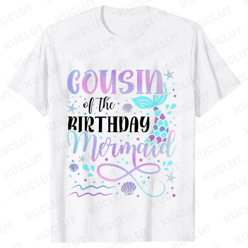 Mermaid Birthday Princess Girl Party T-shirt Family Group Matching Siblings Tees Fashion Vintage Unisex Tops Oversized Clothing
