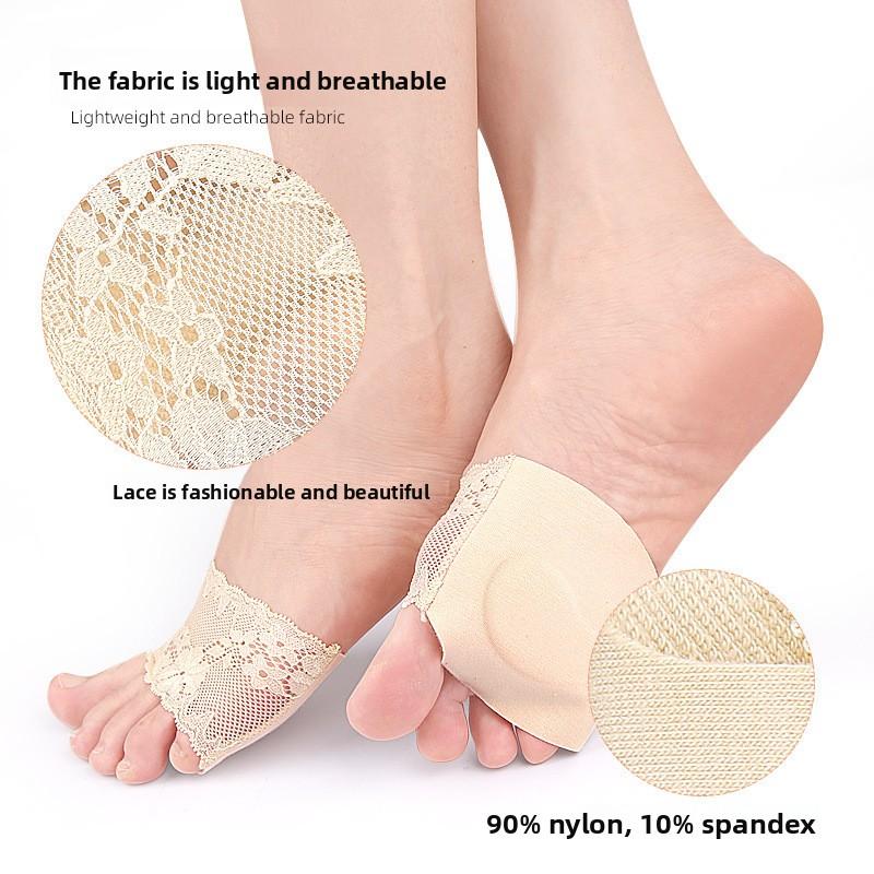 Spring and Autumn Sub-toe Lace Half-palm Socks Cover Cloud Cotton Pad Slow Pressure Anti-slip Open-toed Fish Mouth Half-section Invisible Socks Cover