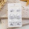 1 Set Elegant Cute CCB Starfish Shell Stud Earrings for Women Summer Vocation Style Fashion Earrings Party Jewelry Gifts
