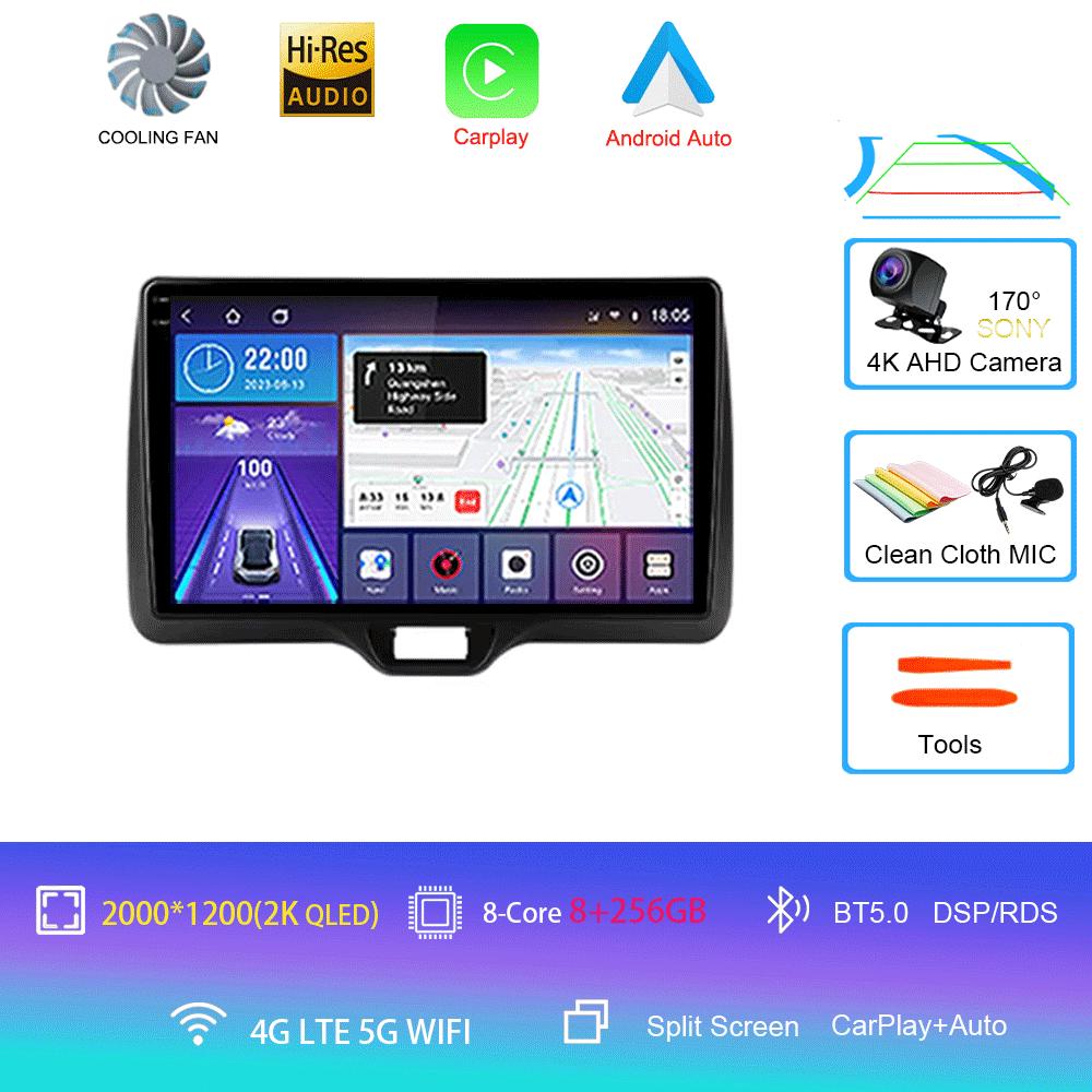 Android 14 Car Radio Carplay Auto For Toyota Yaris Vios 2020 - 2025 Right Hand Drive Multimedia Player GPS Video 2 Din Head Unit