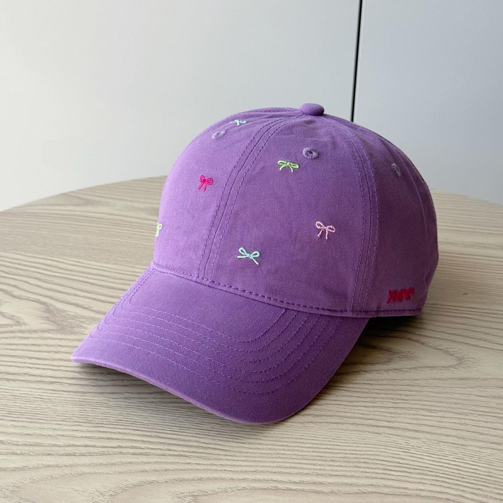 Korean Cute Embroidered Bow Yellow Baseball Cap Women's Spring Summer Face Small Cap Simple Versatile Travel Sun Baseball Cap