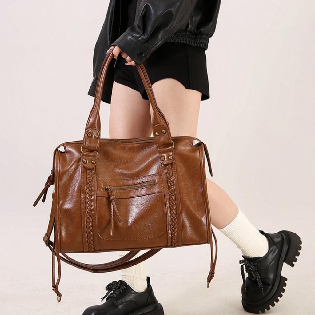 Handbag Unisex Faux leather Multi Pocket Adjustable Strap Daily Commute