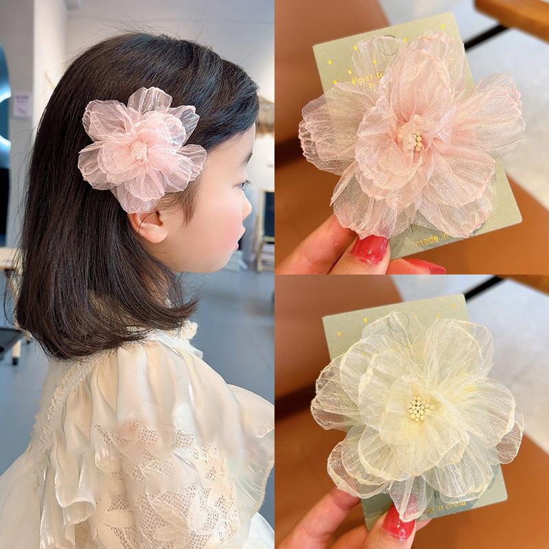 Fashion Sweet Mesh Flower Hairpin Side Clip Sweet Hair Clip For Women Girls Simulated Flower Hairpin Headdress Hair Accessories
