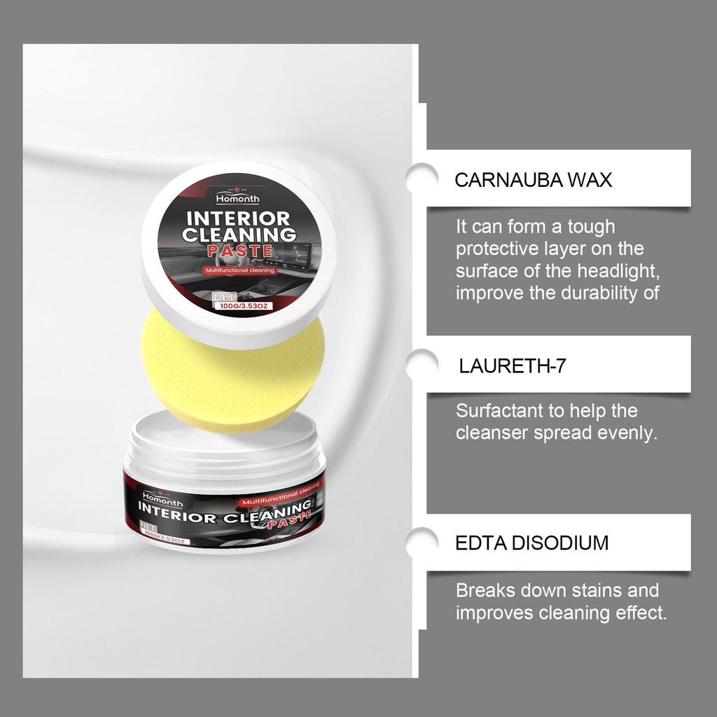 Homonth Car Interior Cleaning Cream Seat Leather Foam Waterless Top Flip Car Interior Cleaning