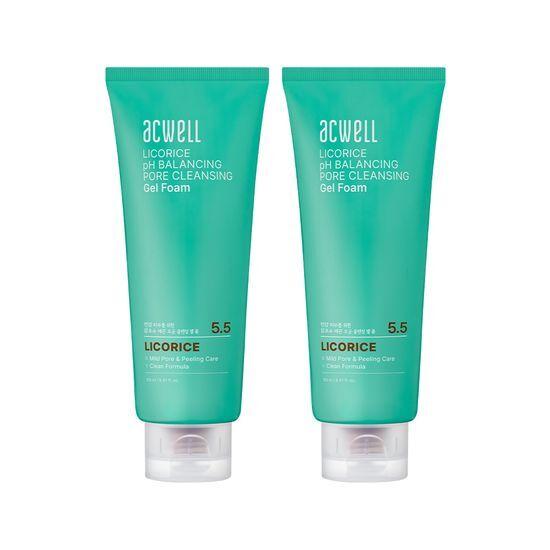 Acwell Licorice Water PH Balancing Pore Cleansing Gel Foam Double Pack (160ml+160ml)