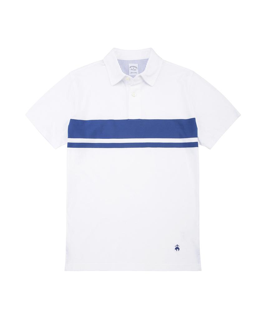 BROOKS BROTHERS Chest Stripe Vintage Polo Shirt (White/Blue) (Bbntmm8732Aem)