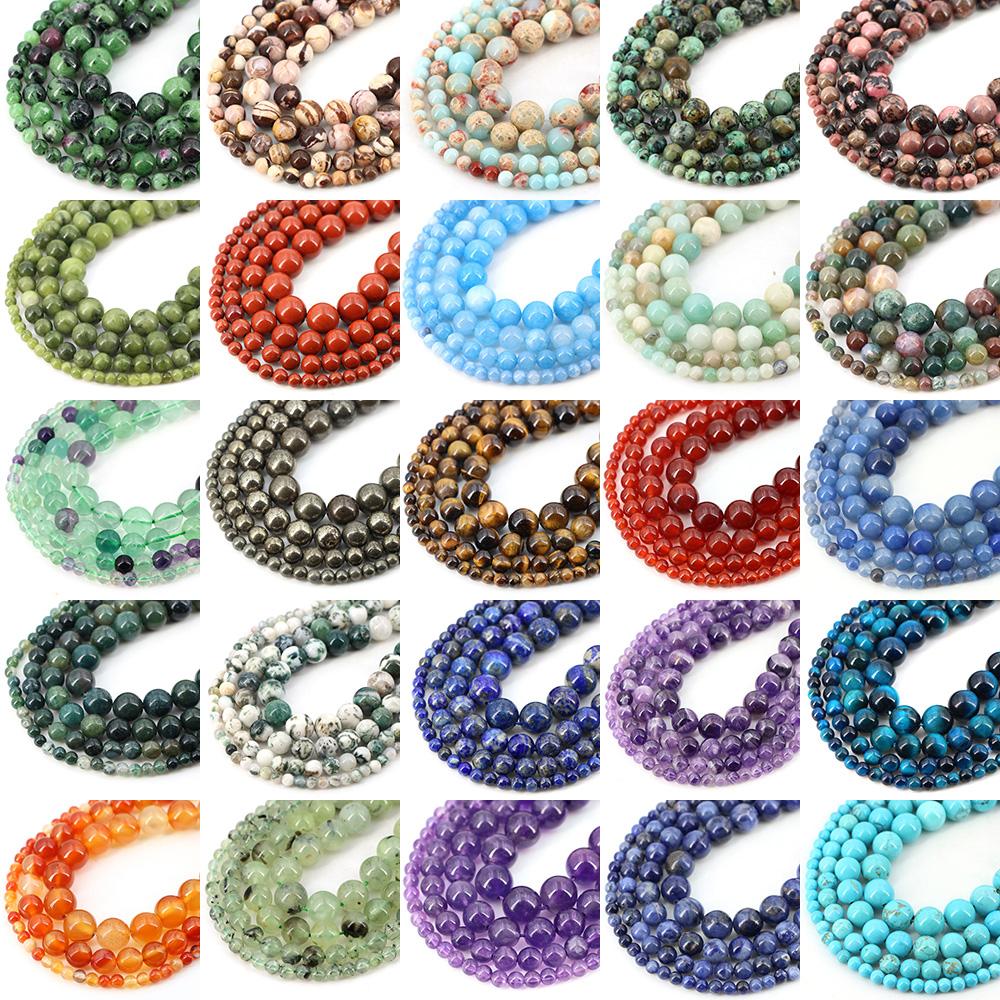 Natural Stone Beads Blue Tiger Eye Crystal Amethyst Rose Quartz Gemstone Bead for Jewelry Making Bracelet Necklace 4/6/8/10MM