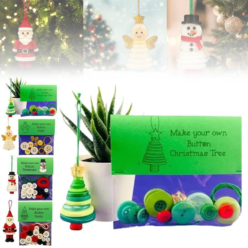 Christmas Crafts Ornament Kit Diy Xmas Colorful Button Hanging Ornaments For Holiday Party Supplies Decoration Gifts
