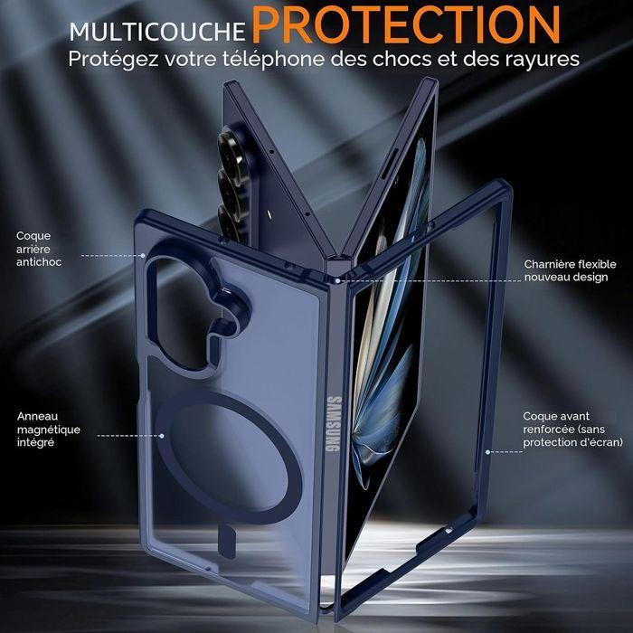 Coque pour Samsung Galaxy Z Fold 8 Ultra, Antichoc avec Cercle Magnétique - Bleu Foncé Translucide
