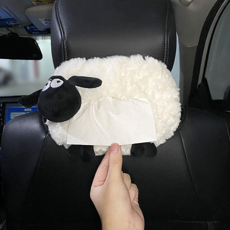 Cartoon Plush Car Tissue Box for Armrest: Cute Hanging Paper Dispenser and Interior Decoration
